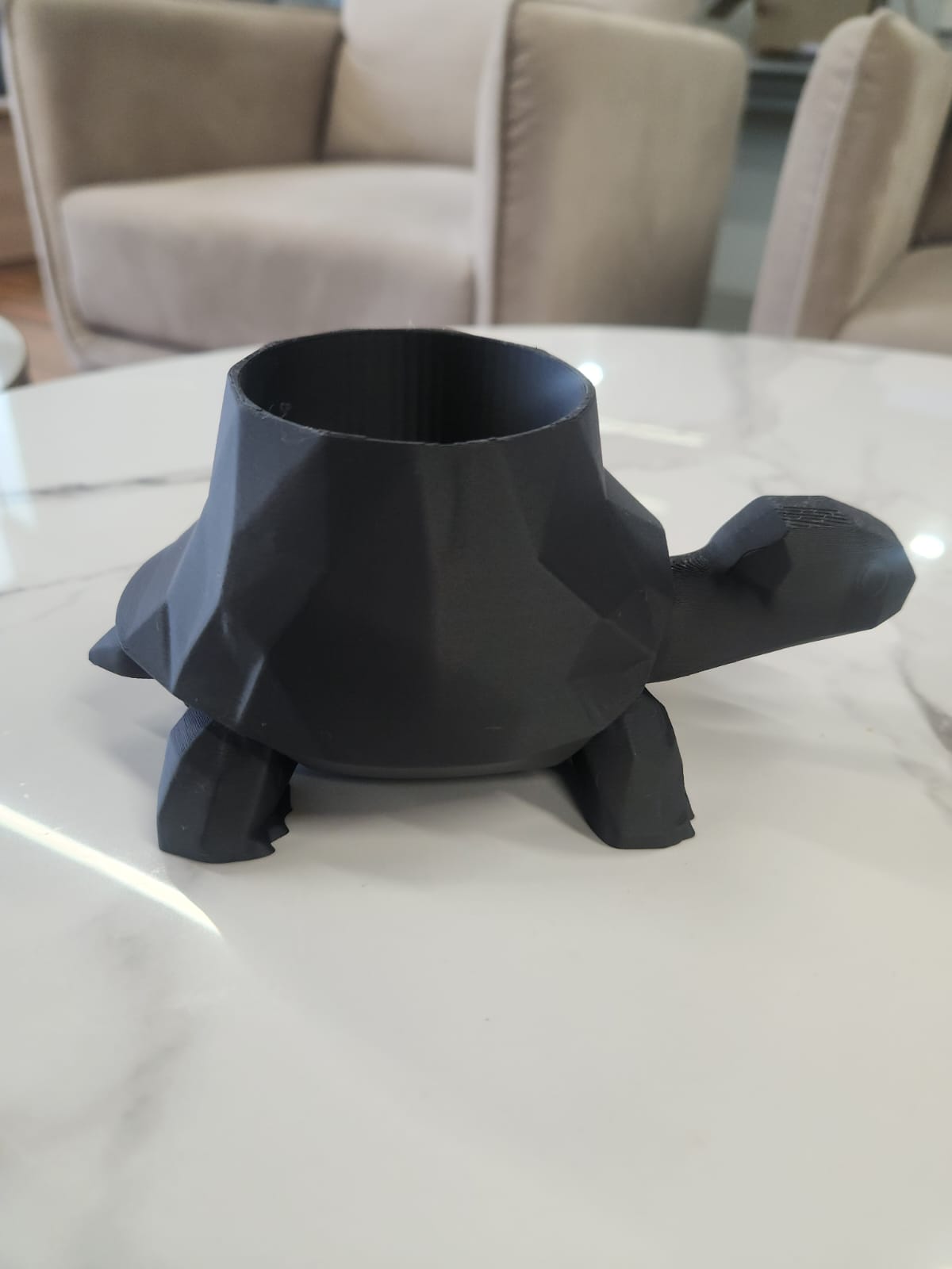 GeoTurtle 3D Printed Planter – Modern Polygon Turtle Pot