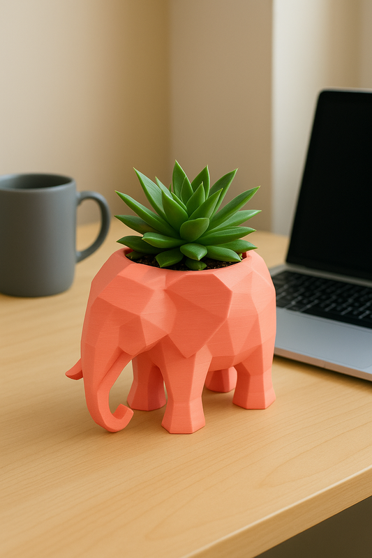 Geometric Elephant Planter – 3D Printed Modern Pot