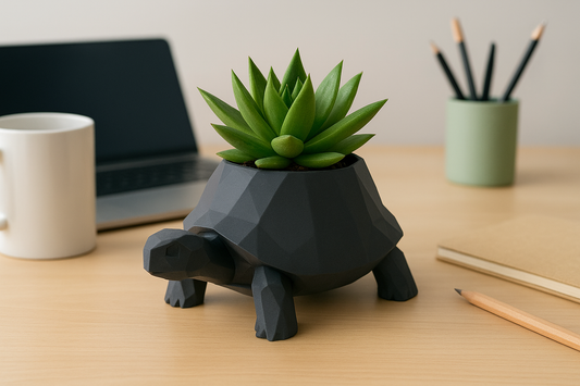 GeoTurtle 3D Printed Planter – Modern Polygon Turtle Pot