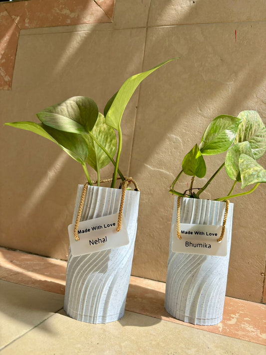 Marbella Wave Planter Set with Custom Message Tags