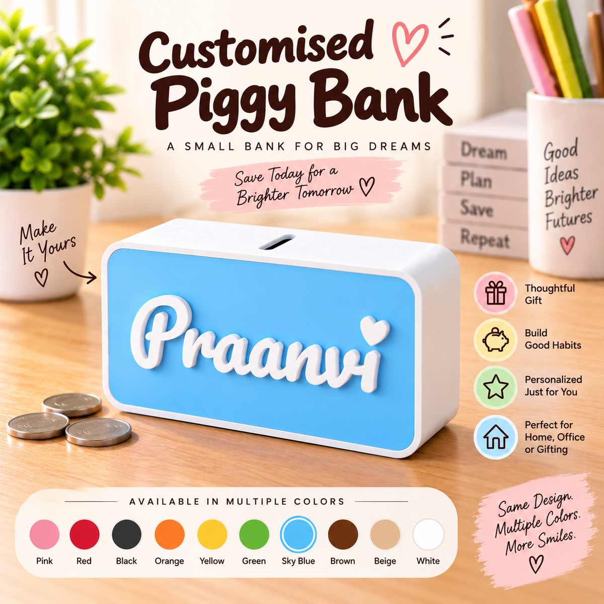Personalised Custom Name Piggy Bank