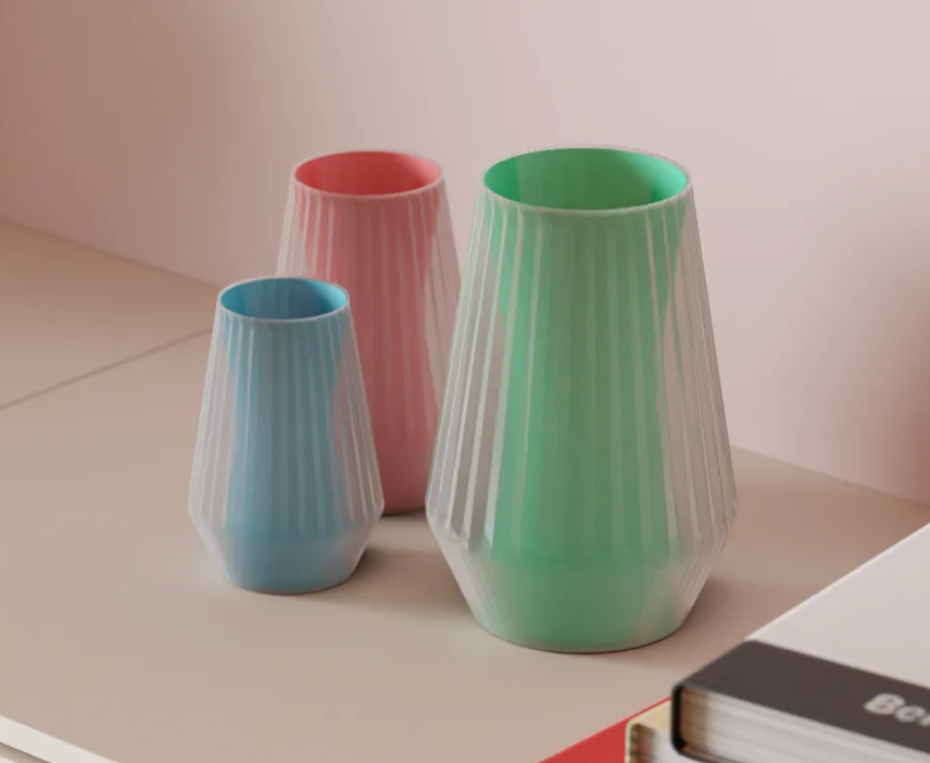 Two tone 3D printed vase for home or office decor