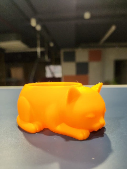 3D Printed Cat Pot – Cute Planter for Desk & Home Decor