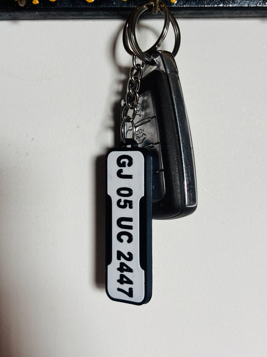 Custom Vehicle Number Plate Keychain – Personalized Registration Key Tag