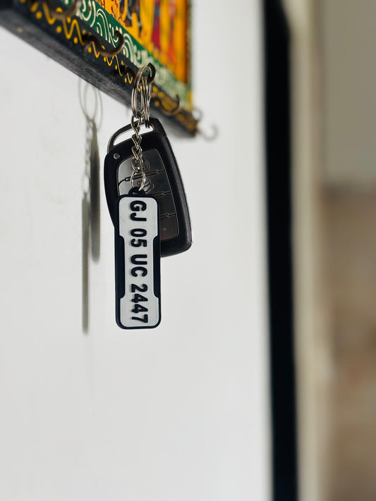 Custom Vehicle Number Plate Keychain – Personalized Registration Key Tag